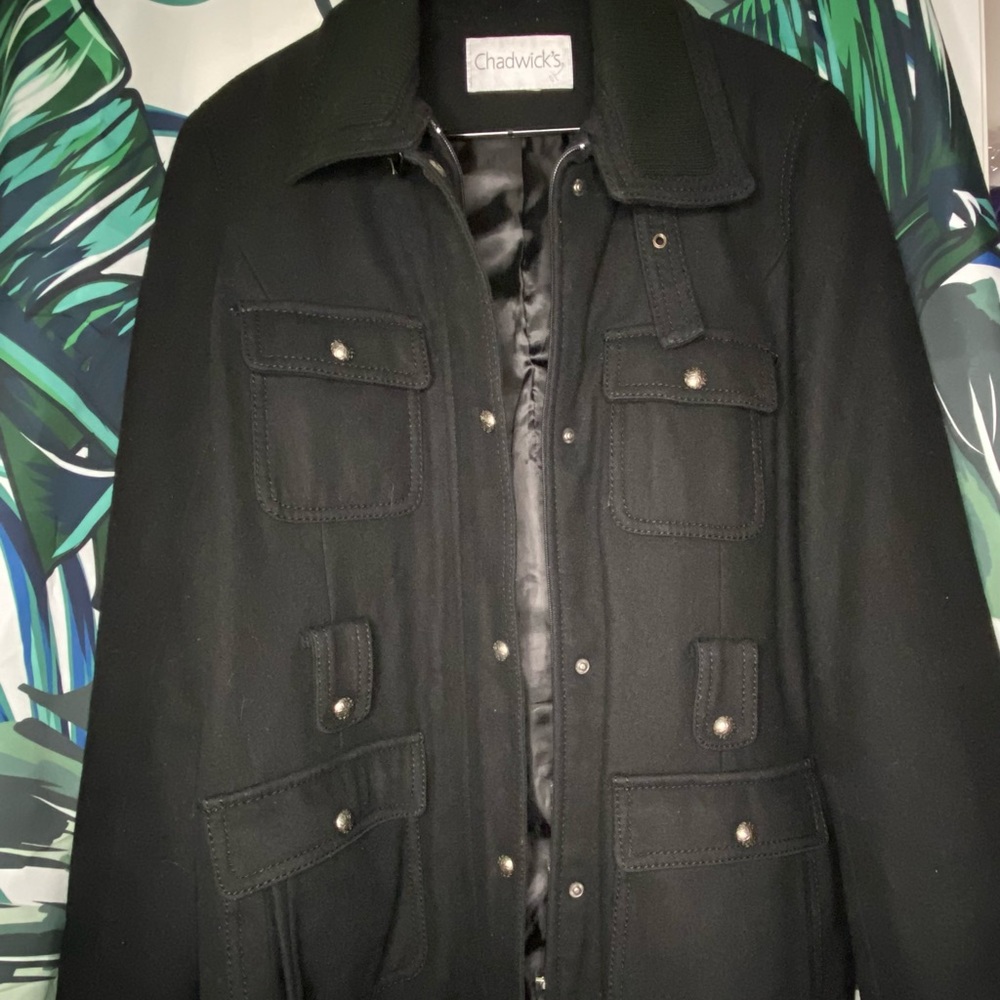 Chadwicks Black Trench Coat - Size L